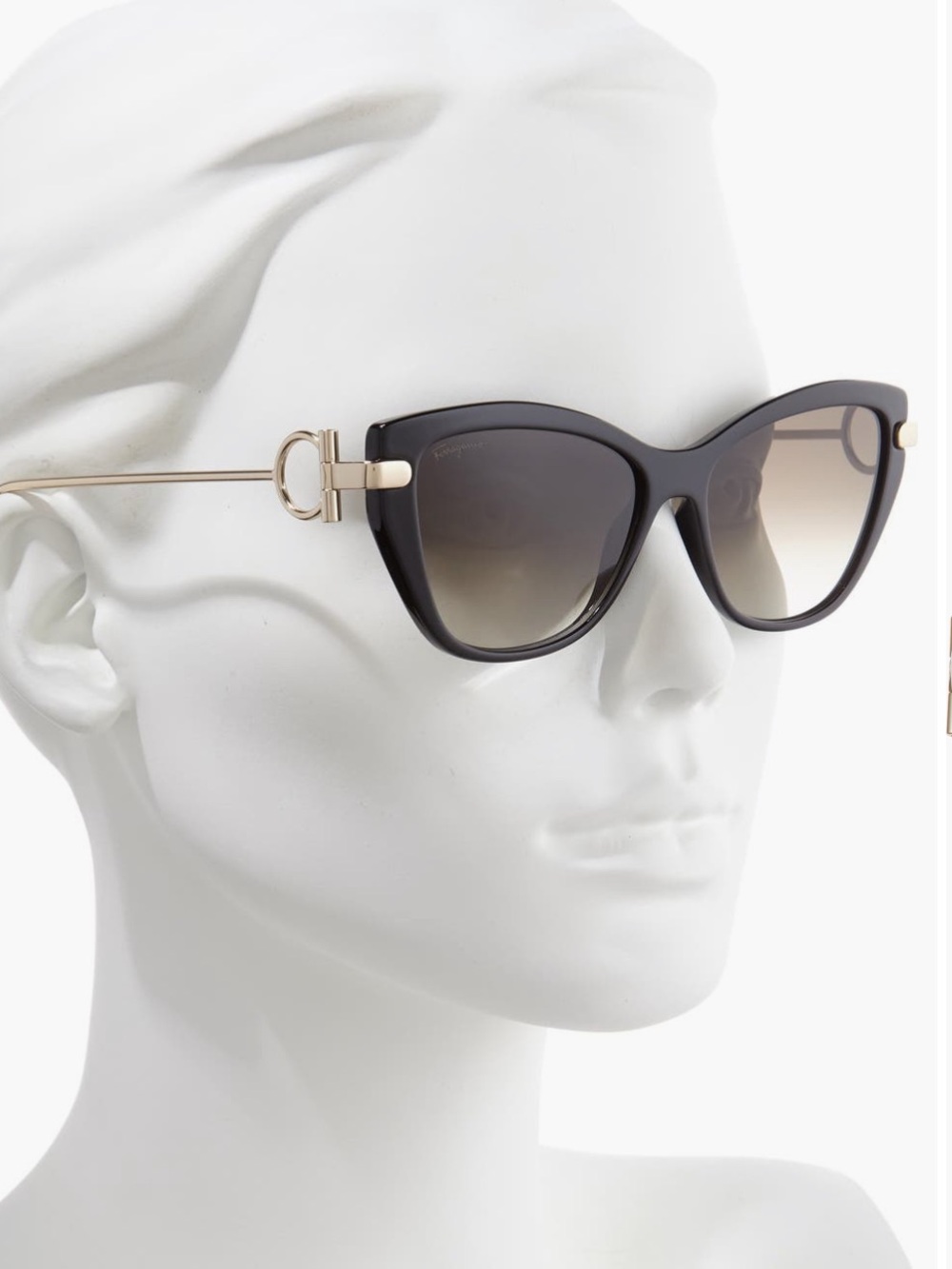 1 Salvatore Ferragamo Cat-Eye Sunglasses in Brown with Gold Hardware NWT - Picture 3 of 4
